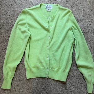 Lily Pulitzer Vintage Lime Green Cardigan, Size PS, 100% Cotton.